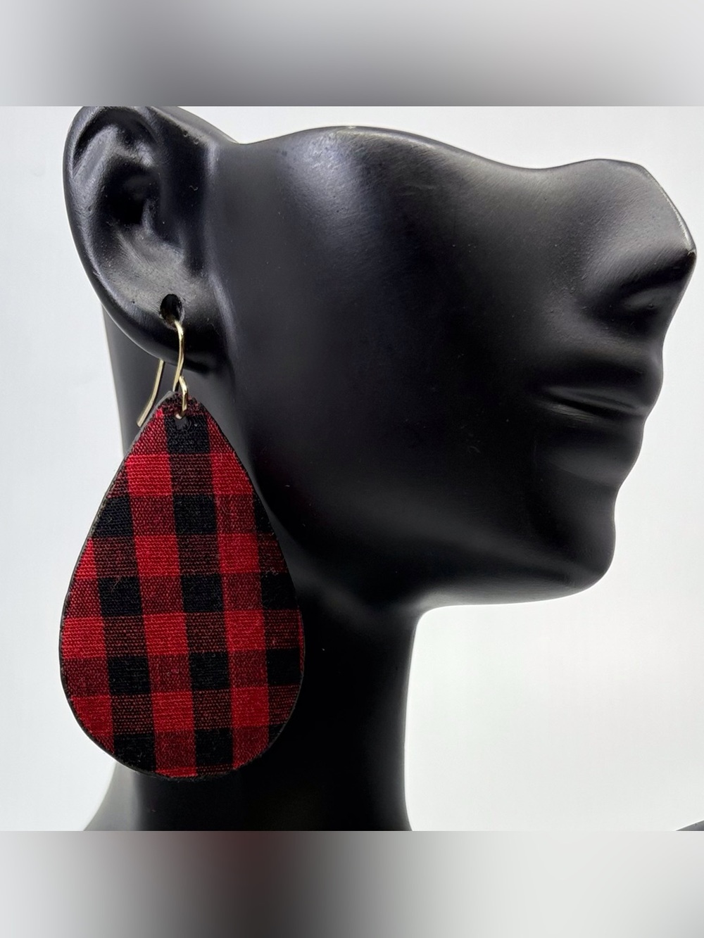 Red & Black Plaid Teardrop Earrings - Women Jewelry